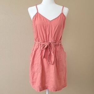 Splendid Pink Linen Blend Frayed Hem Mini Sundress Beach Boho Girly - Size Large